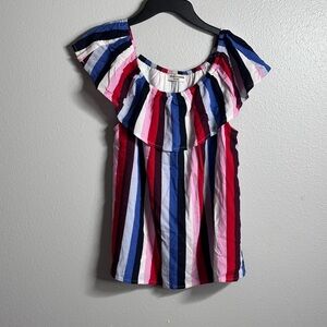 Abercrombie Kids Girls Off Shoulder Blouse Stripes Colorful Size 13/14‎